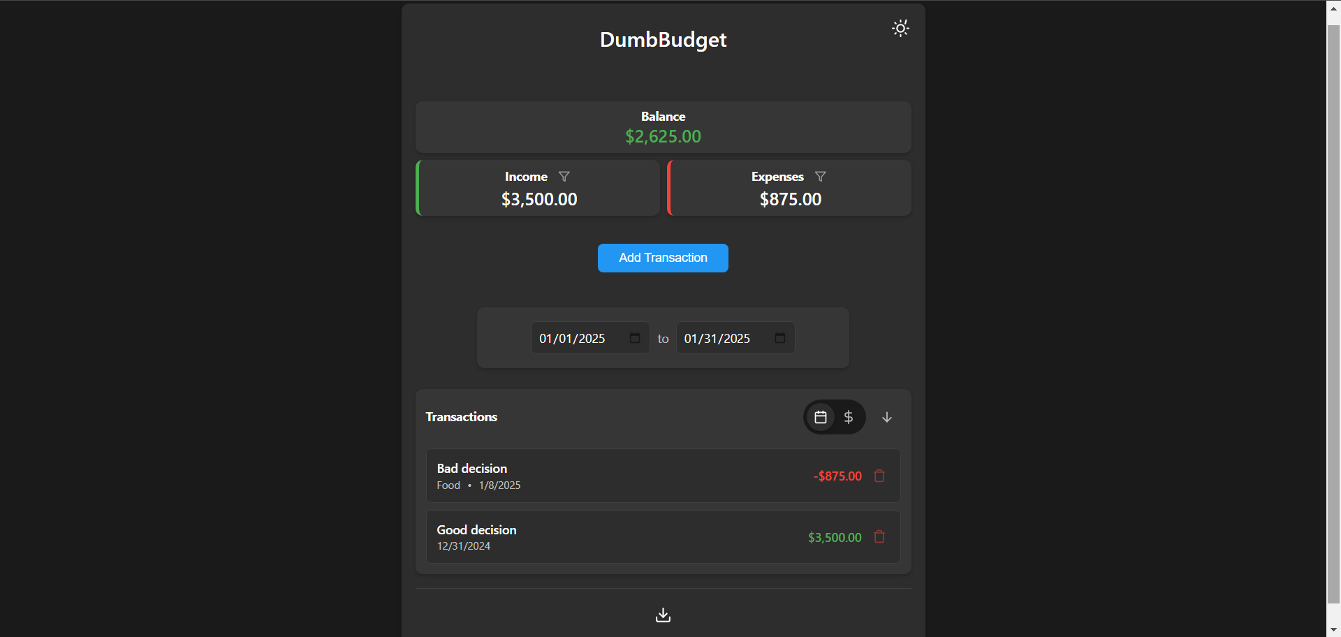 DumbBudget