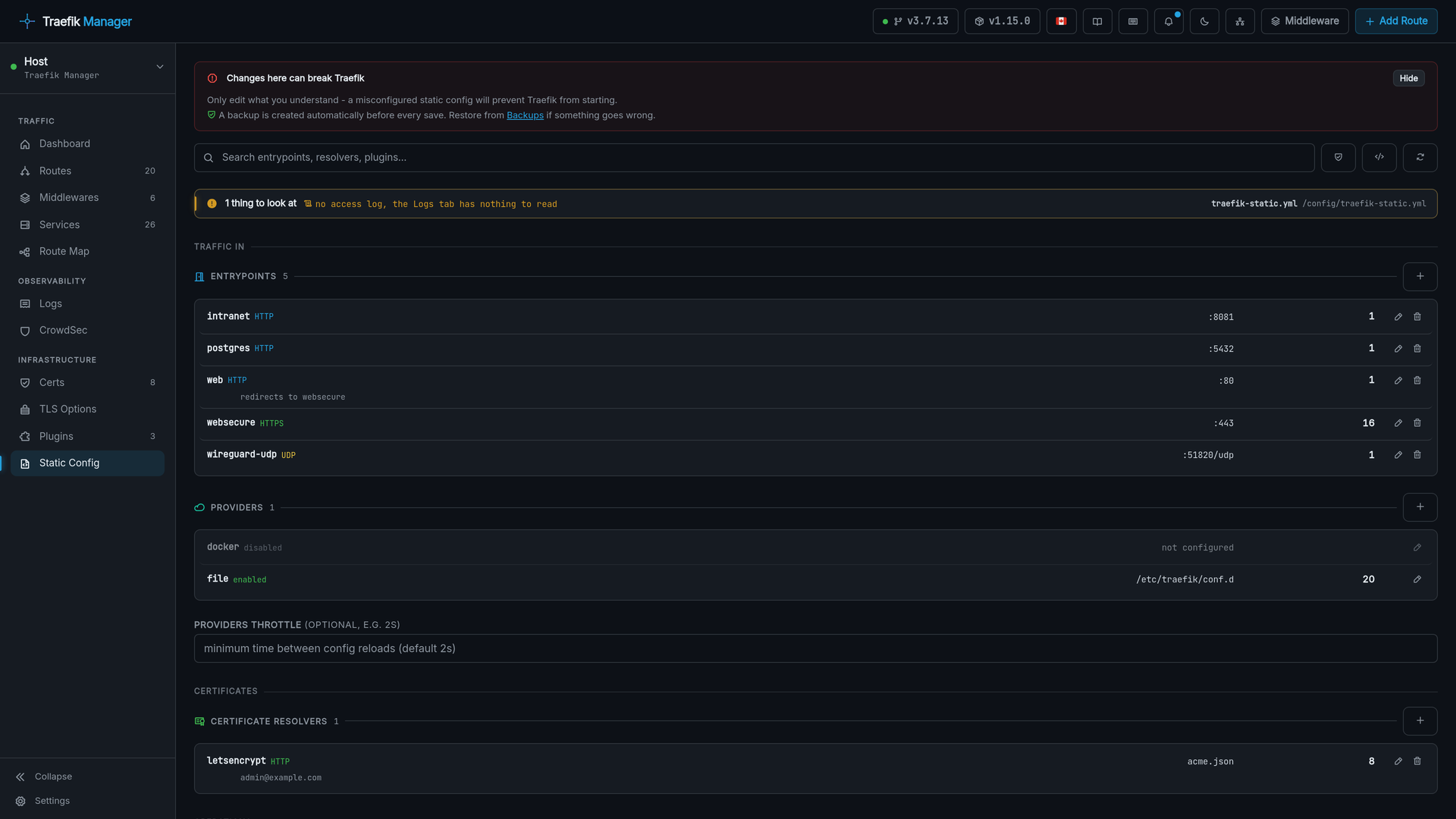 Traefik Manager